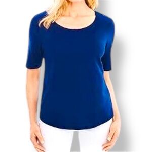 CHICO’S The Ultimate Tee Royal Blue Short Sleeve T-shirt Cotton Top